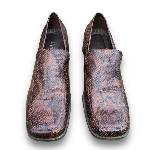 Bass Arianna Brown Reptile Snake Animal Print Square Toe Comfort Shoes size 9 - Picture 14 of 16